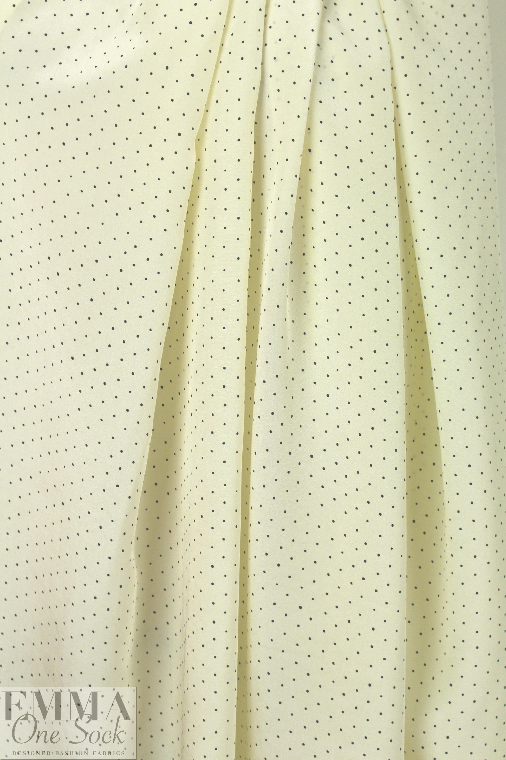 famous designer silk crepe de chine - teeny dot on ivory