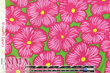 famous designer silk crepe de chine - pink/lime flowers