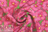 famous designer silk crepe de chine - pink/lime flowers 1.375 yds