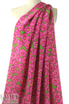 famous designer silk crepe de chine - pink/lime flowers