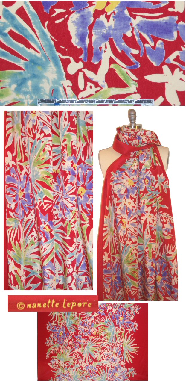 famous designer tropic flowers silk crepe de chine 2.25 yds