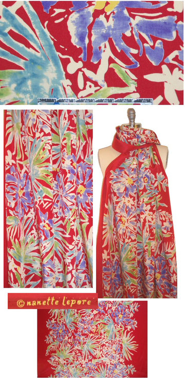 famous designer tropic flowers silk crepe de chine 2.25 yds