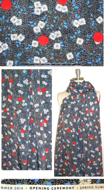 0pening Ceremony pretty floral with red dots silk