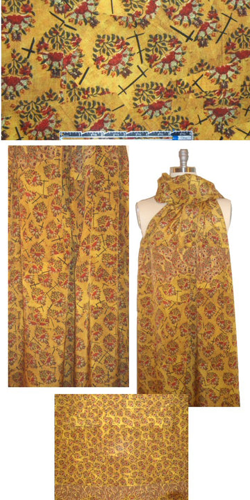 0scar gold/garnet 'motif orientale' silk crepe de chine