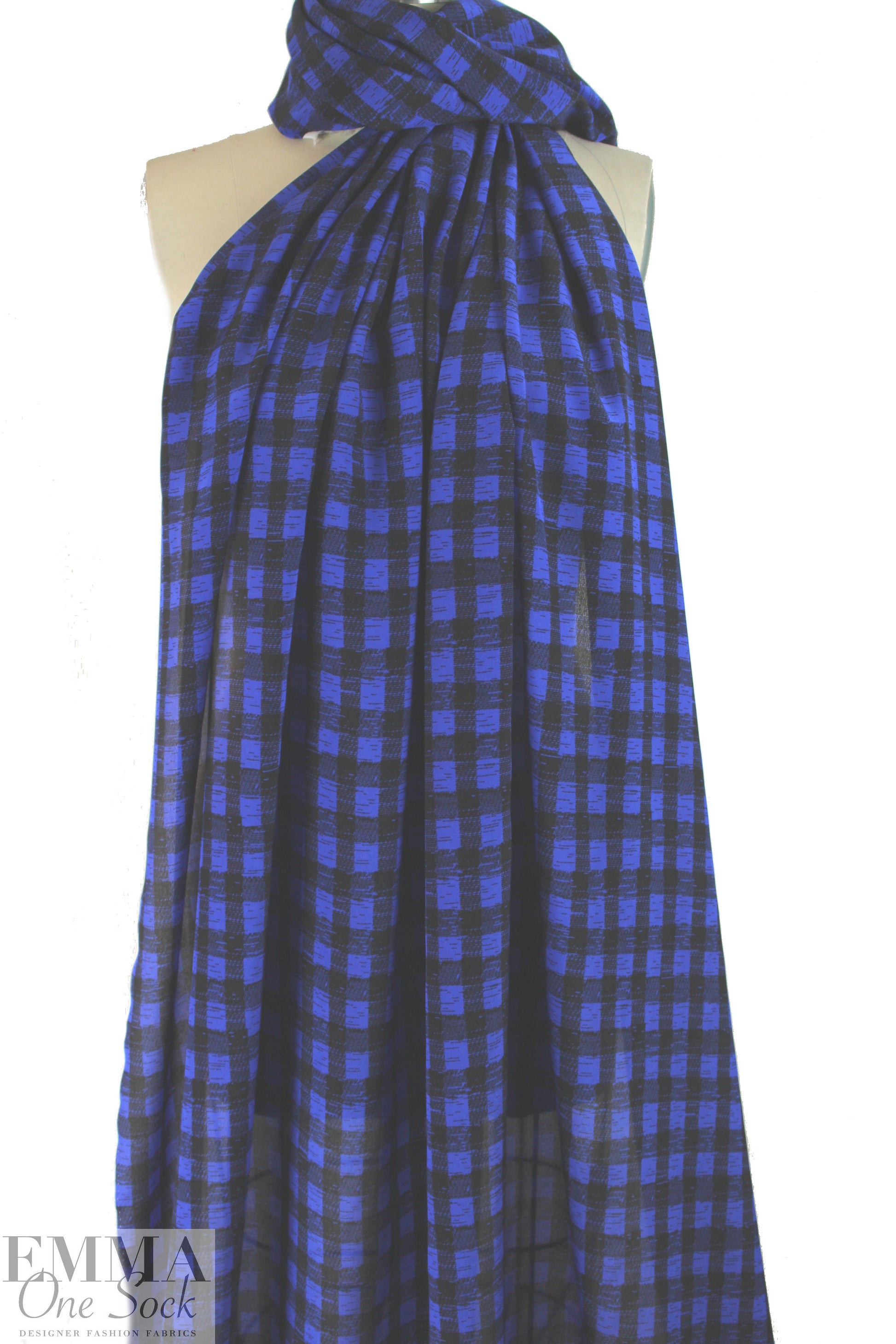3.1 Phi11ip Lim silk blouseweight - black/blue check 2 yd
