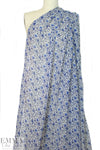 NY designer little blue floral stretch silk georgette