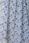 NY designer little blue floral stretch silk georgette