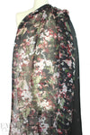 famous designer watercolor floral border satin organza 1.66 yds