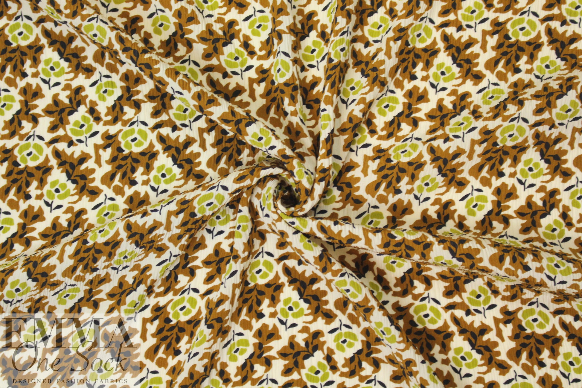 Italian stylized floral crinkle silk blouseweight