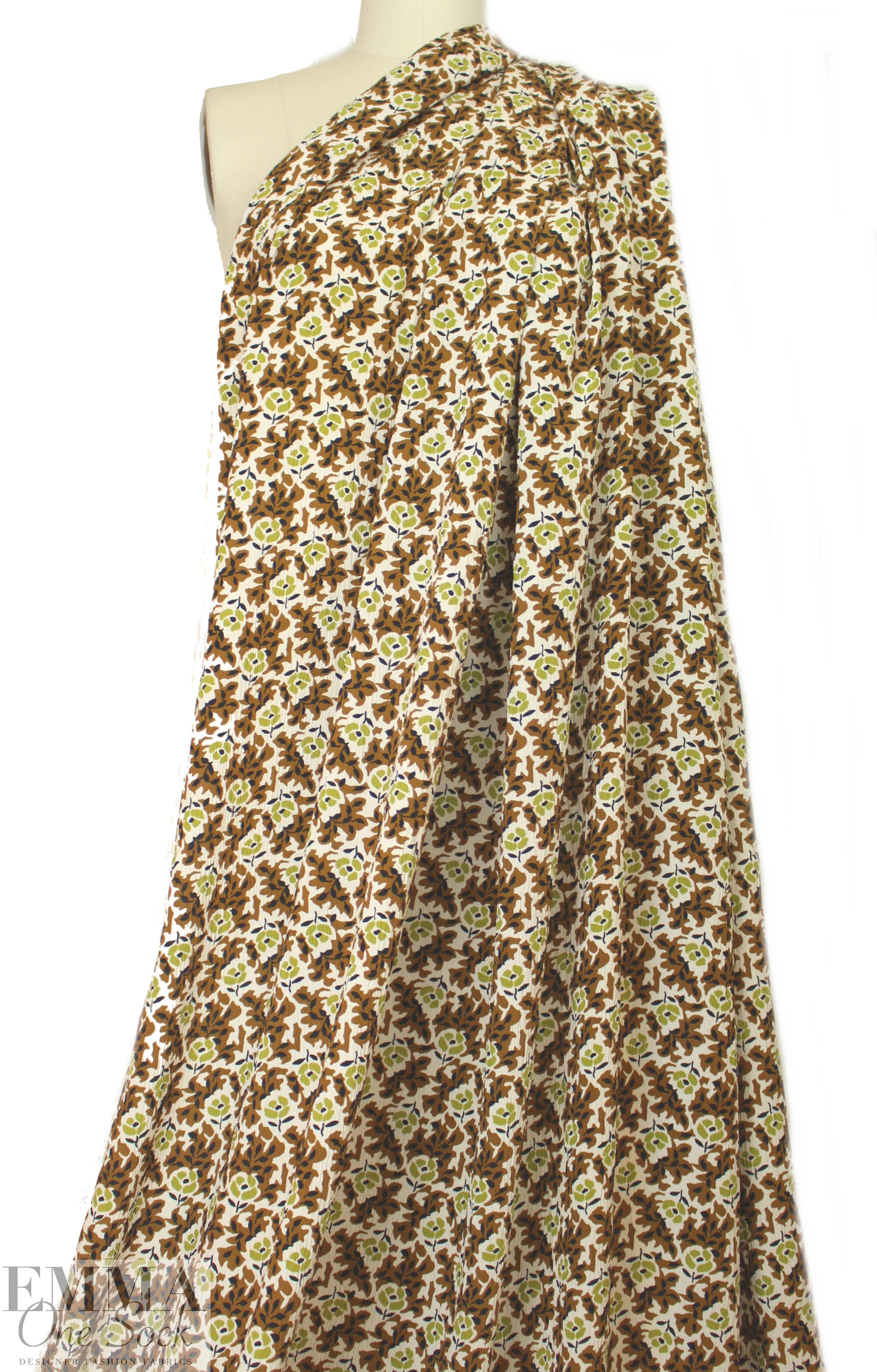 Italian stylized floral crinkle silk blouseweight
