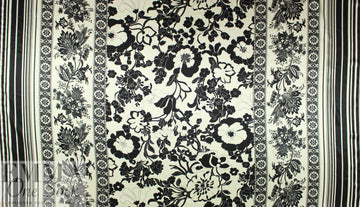 Italian double border silk charmeuse - black/ivory 2 yd