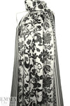 Italian double border silk charmeuse - black/ivory 2 yd