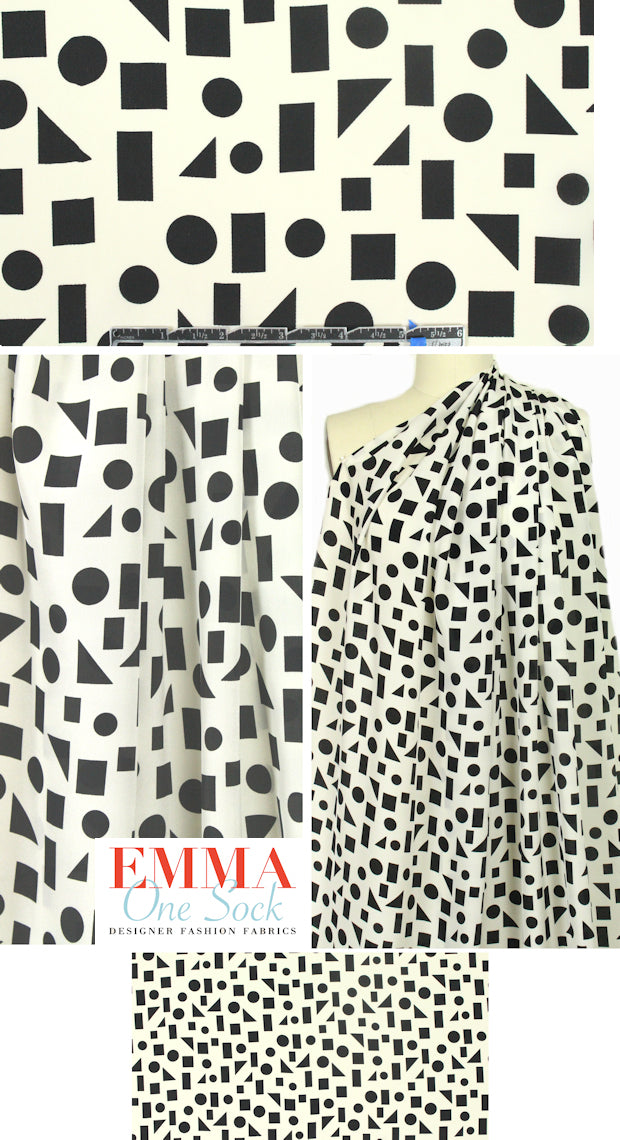 NY designer geometry silk blouseweight