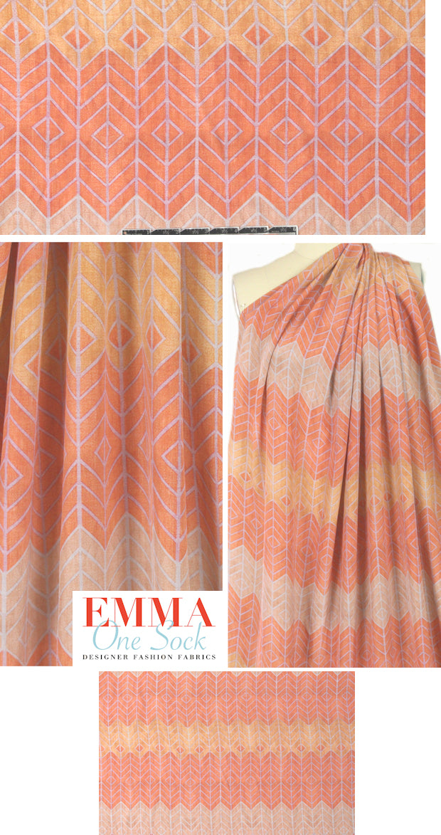 NY designer silk crepe de chine - citrus graphic
