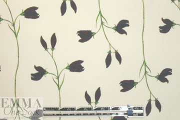 Italian deep eggplant budding flowers silk georgette