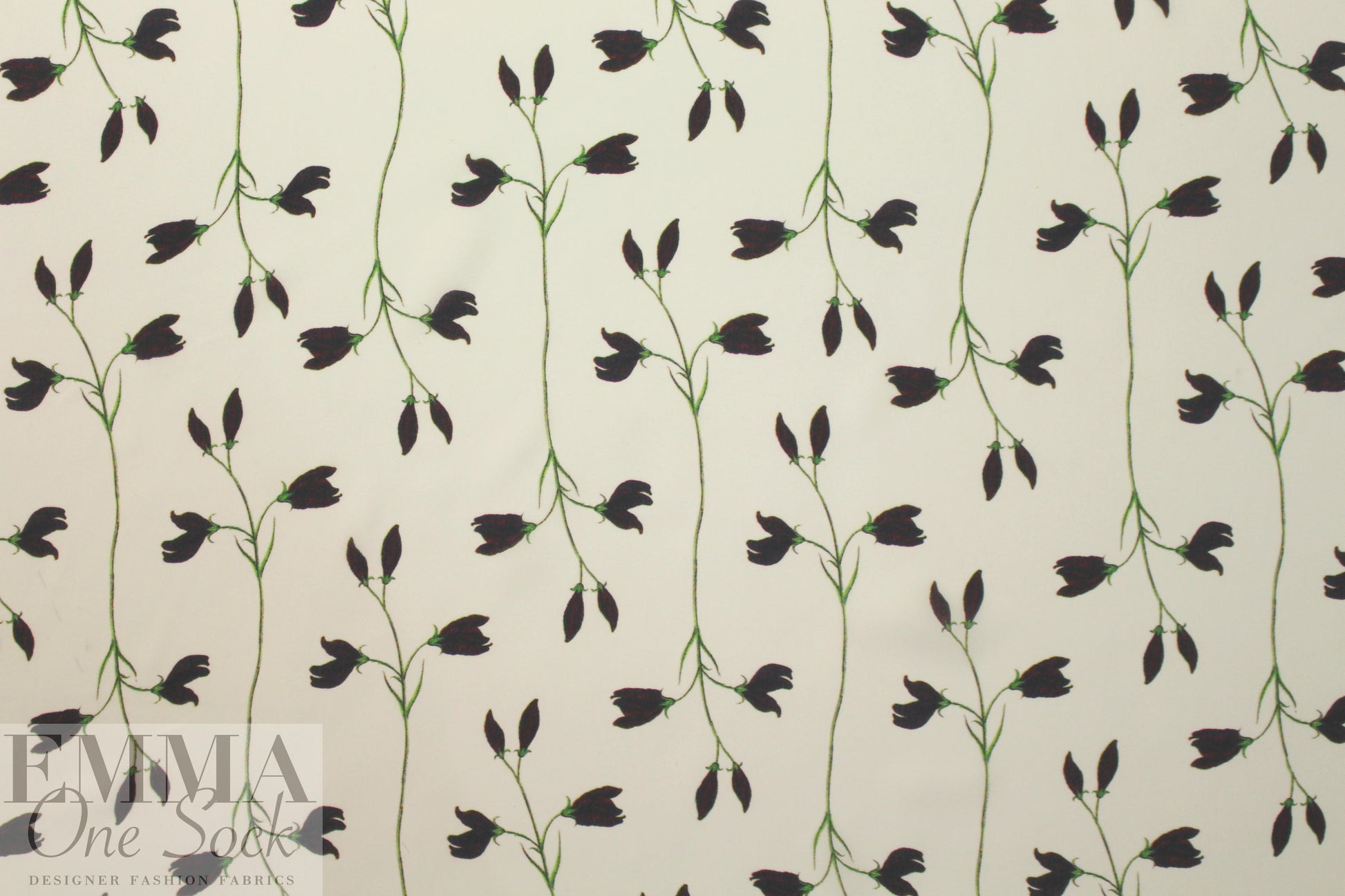 Italian deep eggplant budding flowers silk georgette