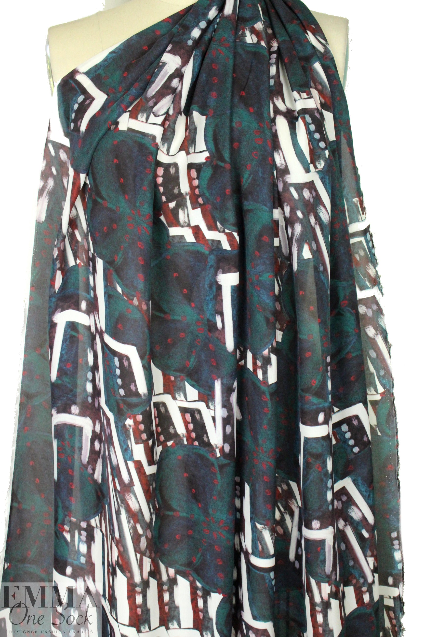 NY designer funky flower collage silk georgette