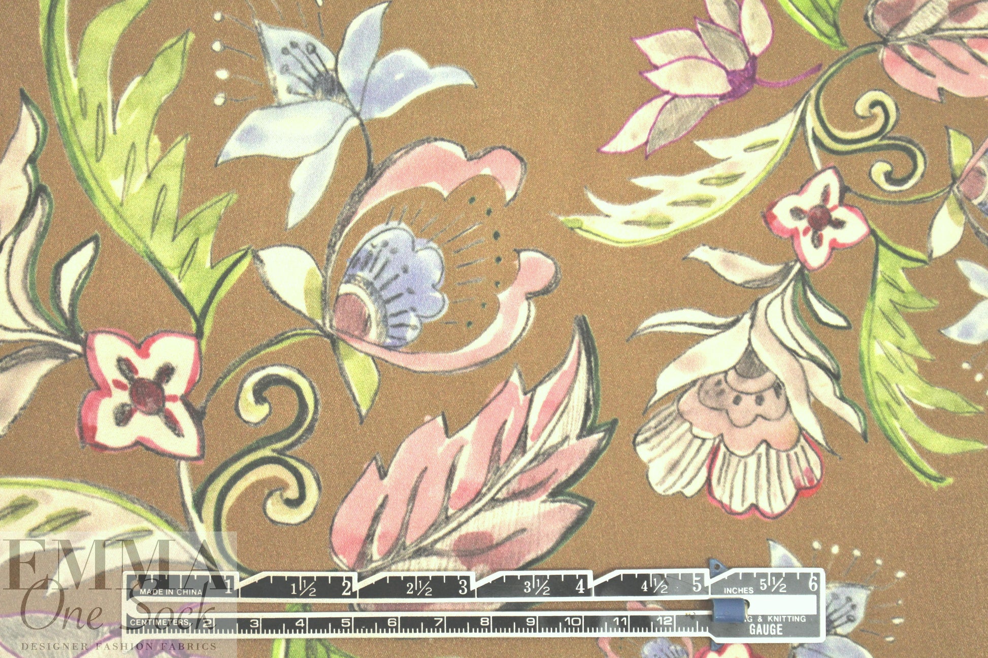 Italian 'hand-painted' floral silk crepe de chine