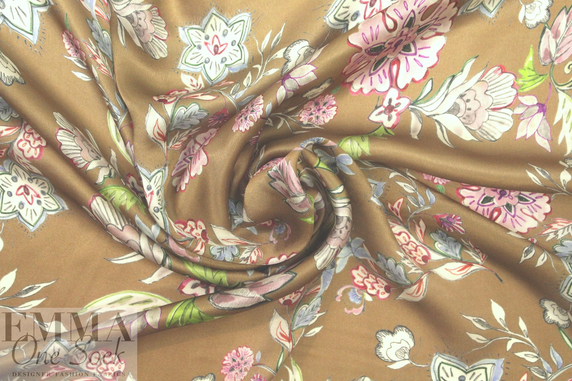 Italian 'hand-painted' floral silk crepe de chine 1.875 yd