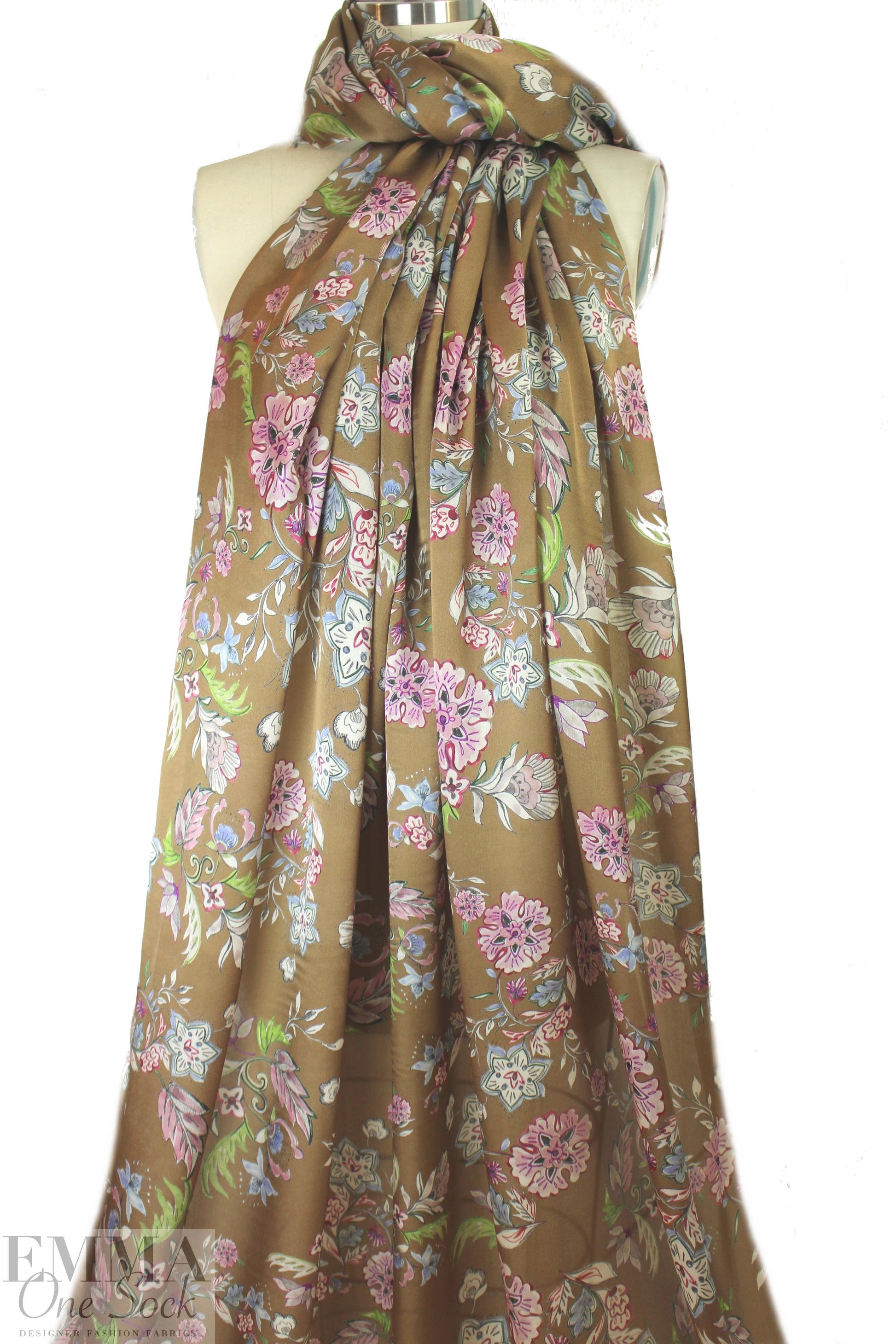 Italian 'hand-painted' floral silk crepe de chine 1.875 yd