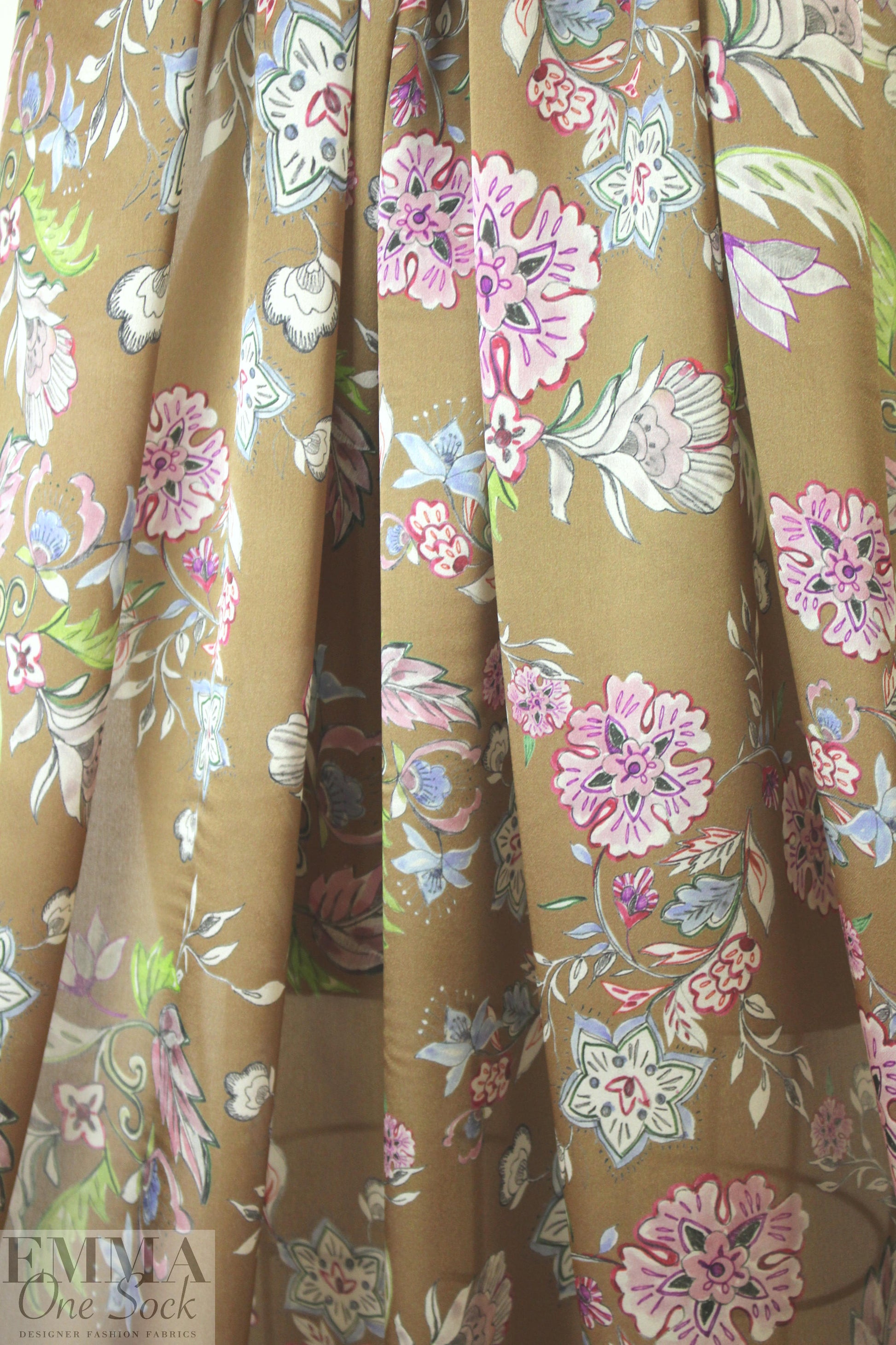 Italian 'hand-painted' floral silk crepe de chine 1.66 yds