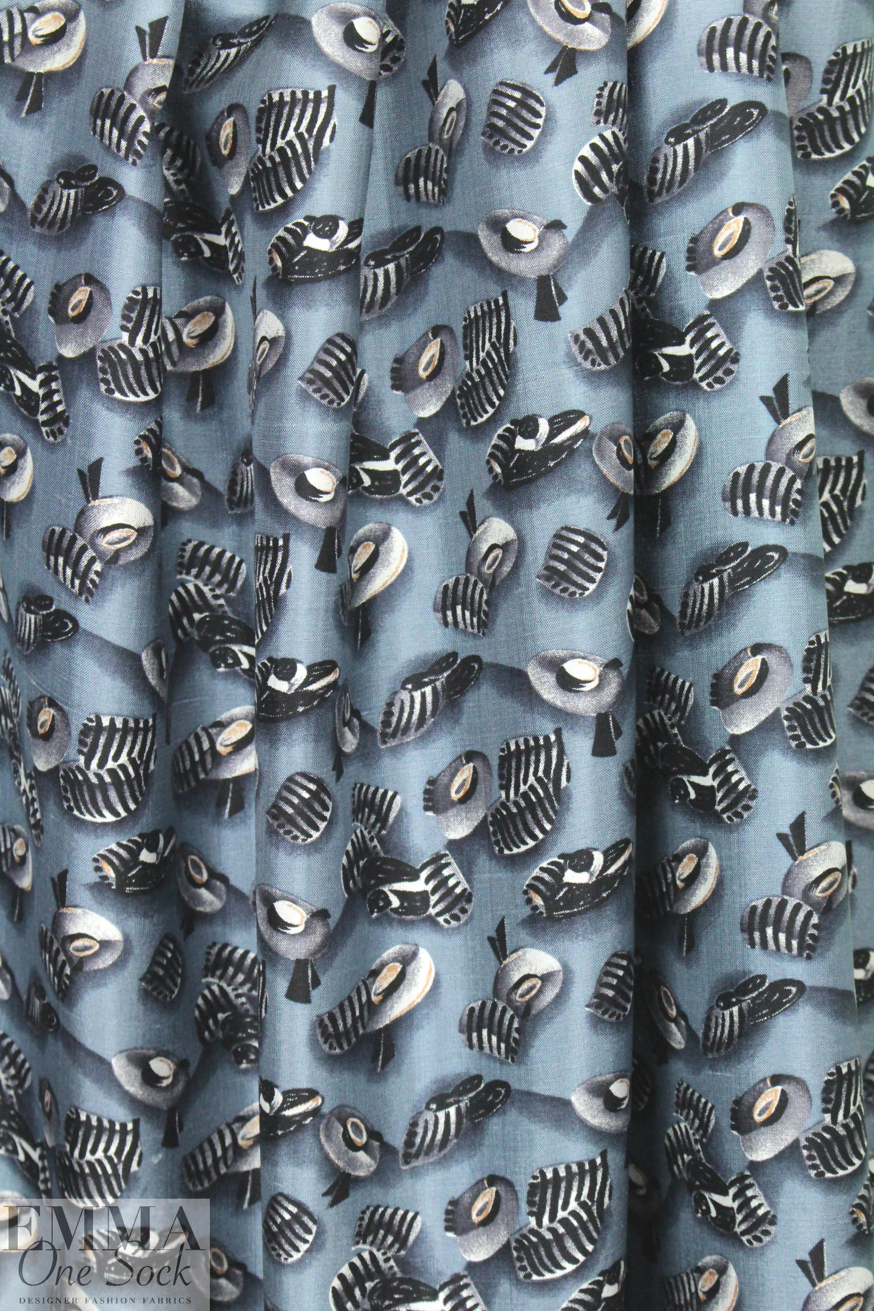 NY designer bonnets print silk shantung