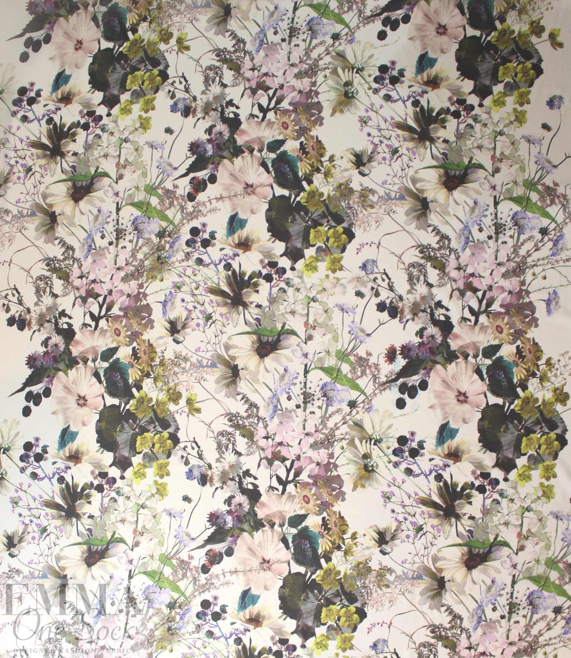 famous designer 'botanical display' silk chiffon 1 yard