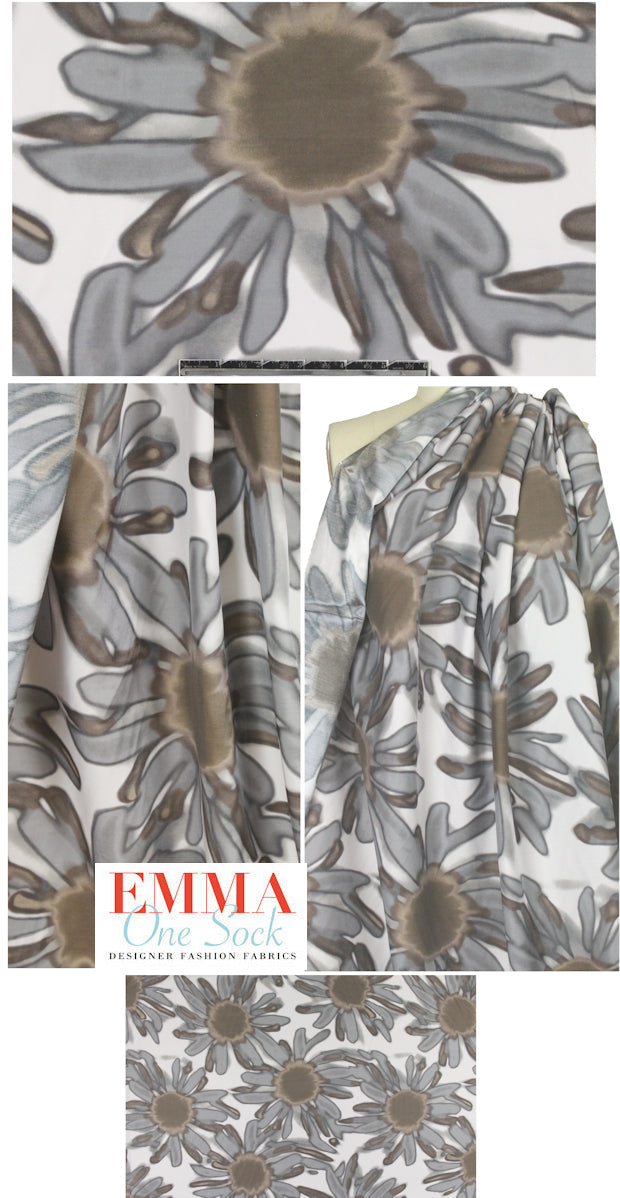 NY designer oversized dreamy floral silk charmeuse