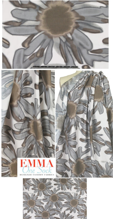 NY designer oversized dreamy floral silk charmeuse