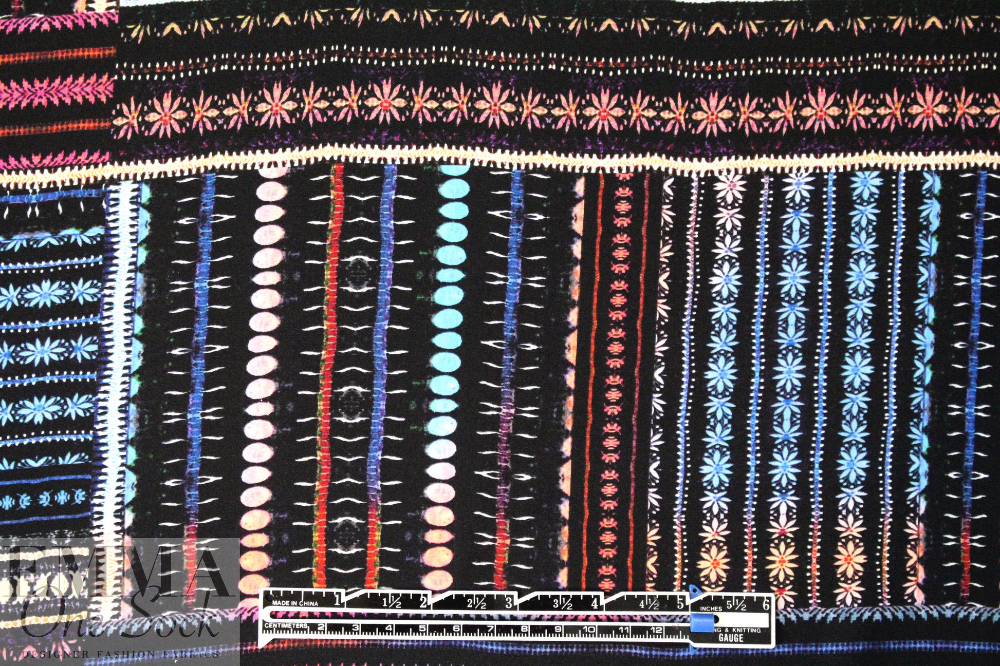 NY designer stripey dots and flowers silk charmeuse