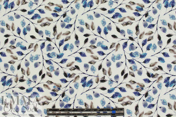 Italian little blue leaves silk blouseweight woven