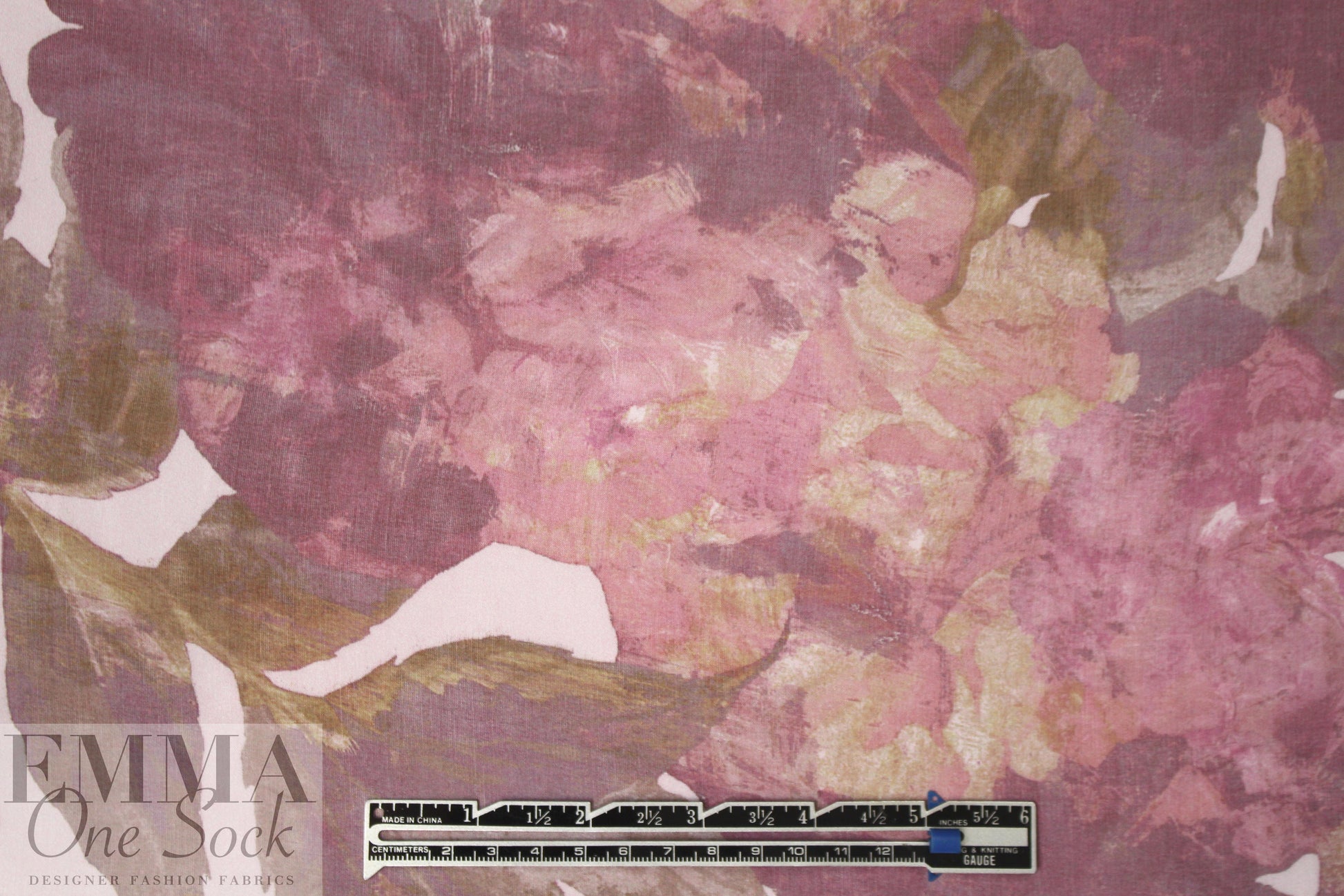 Italian romantic mauve floral silk chiffon 1.5 yds