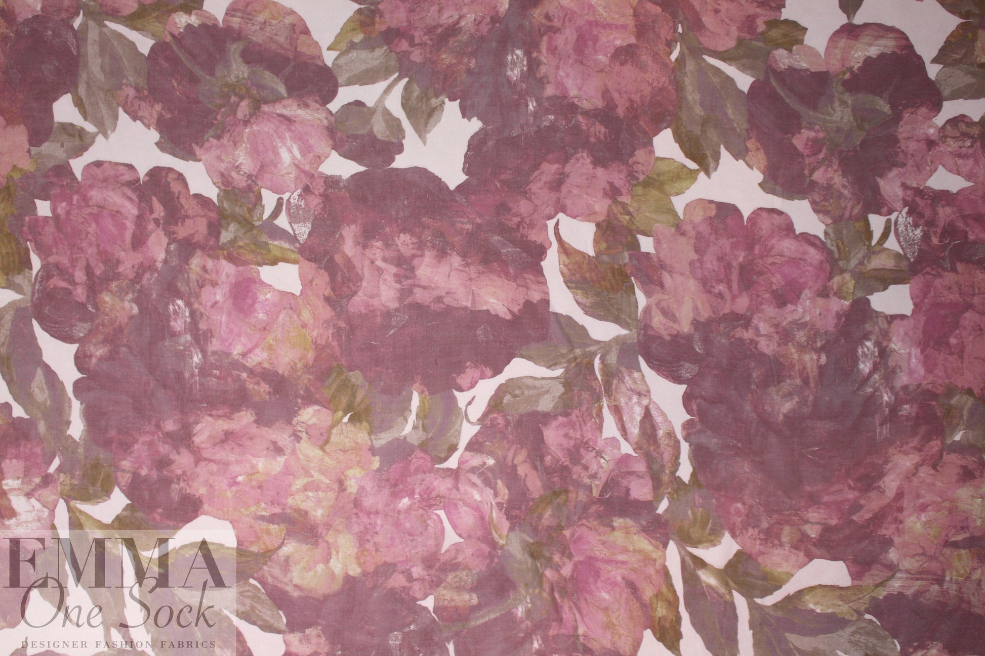 Italian romantic mauve floral silk chiffon 1.5 yds