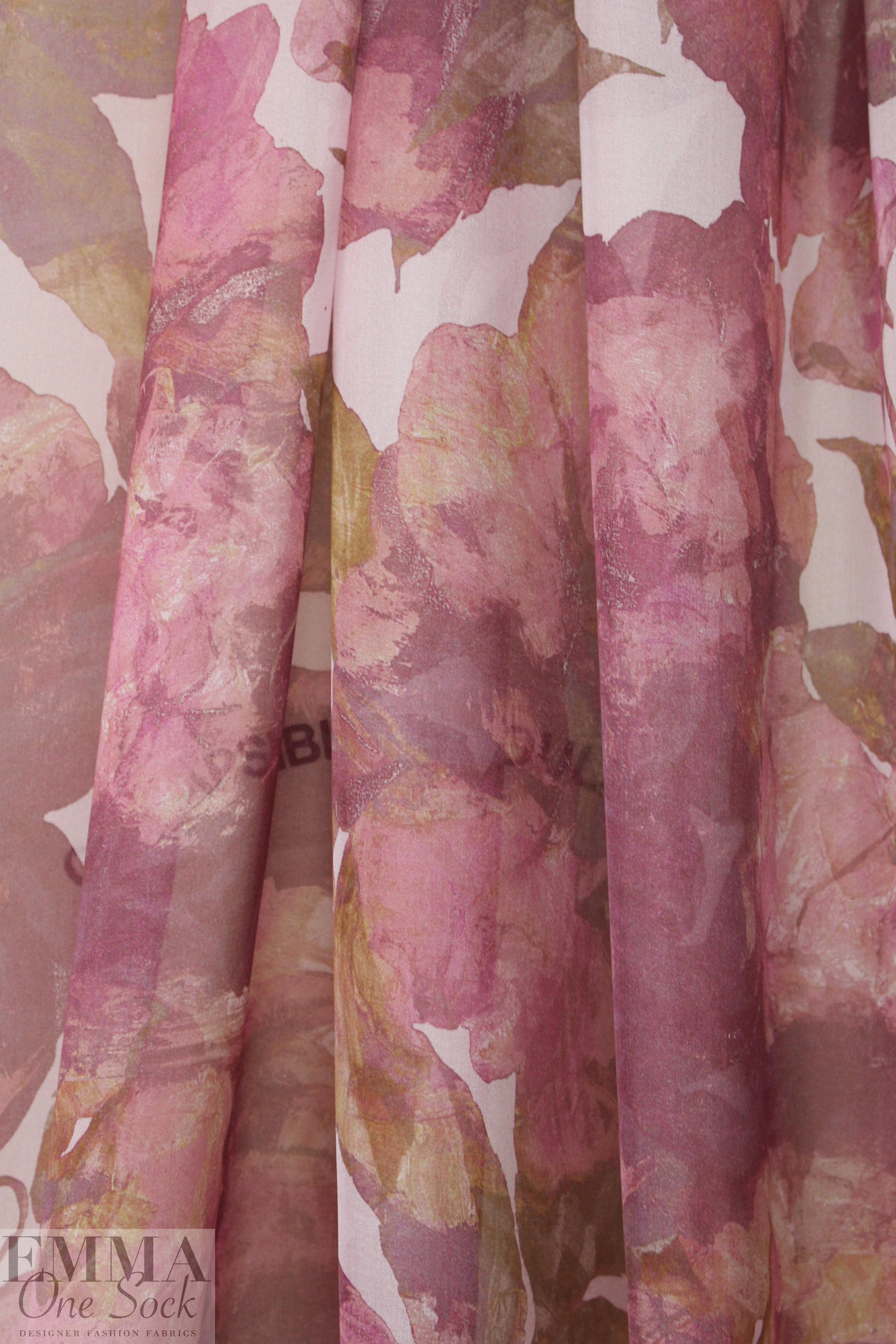 Italian romantic mauve floral silk chiffon 1.5 yds