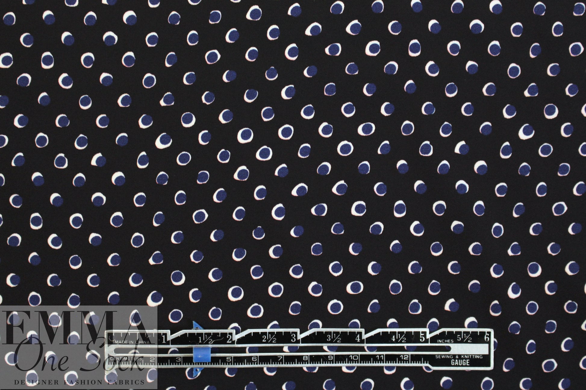 Marc Jac0bs navy dot viscose/silk dressweight woven