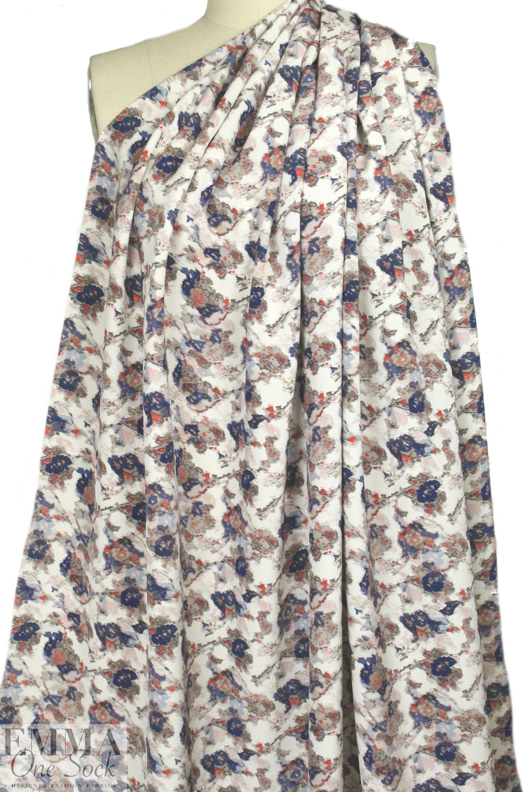 NY designer abstracted flowers 3-ply silk