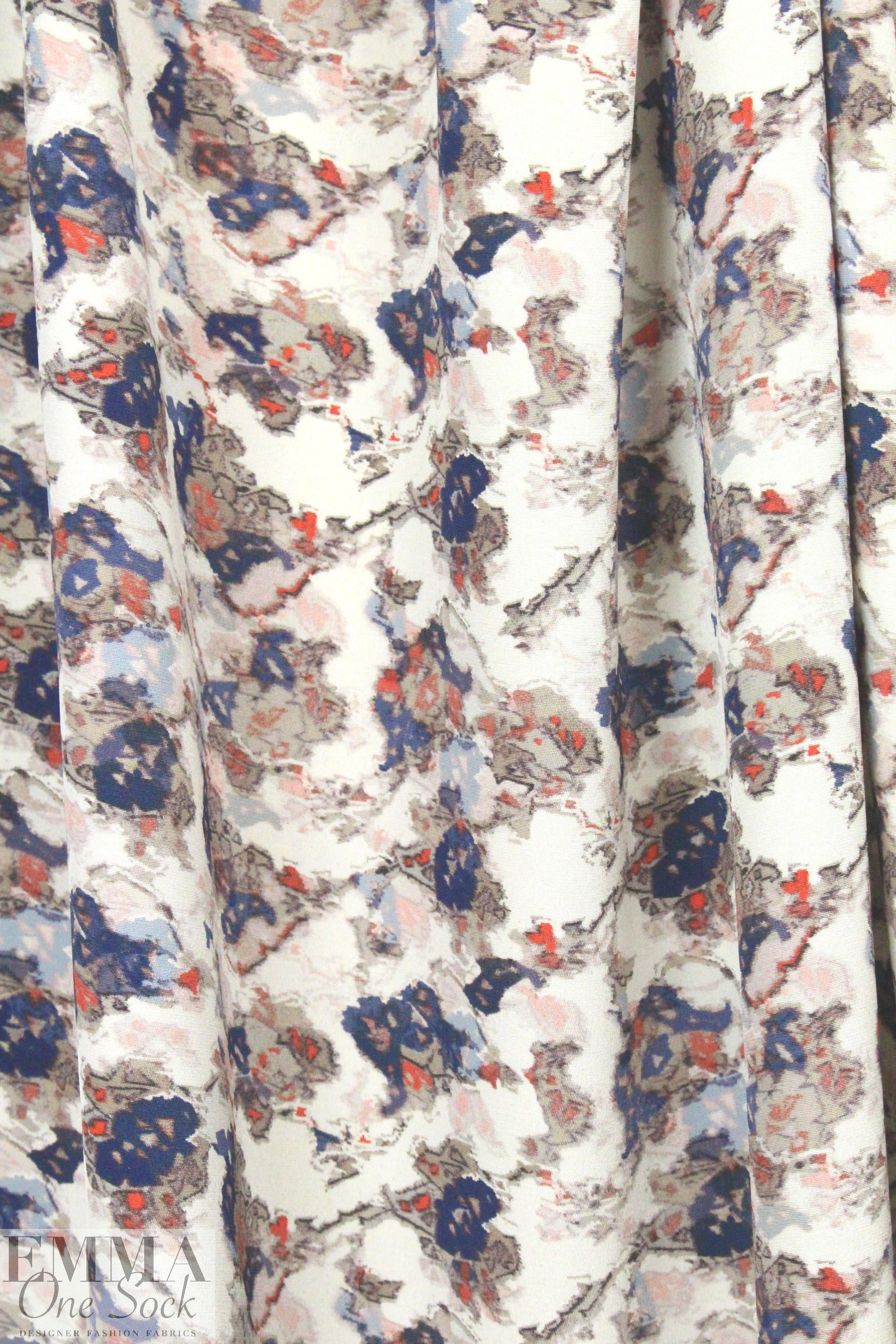 NY designer abstracted flowers 3-ply silk