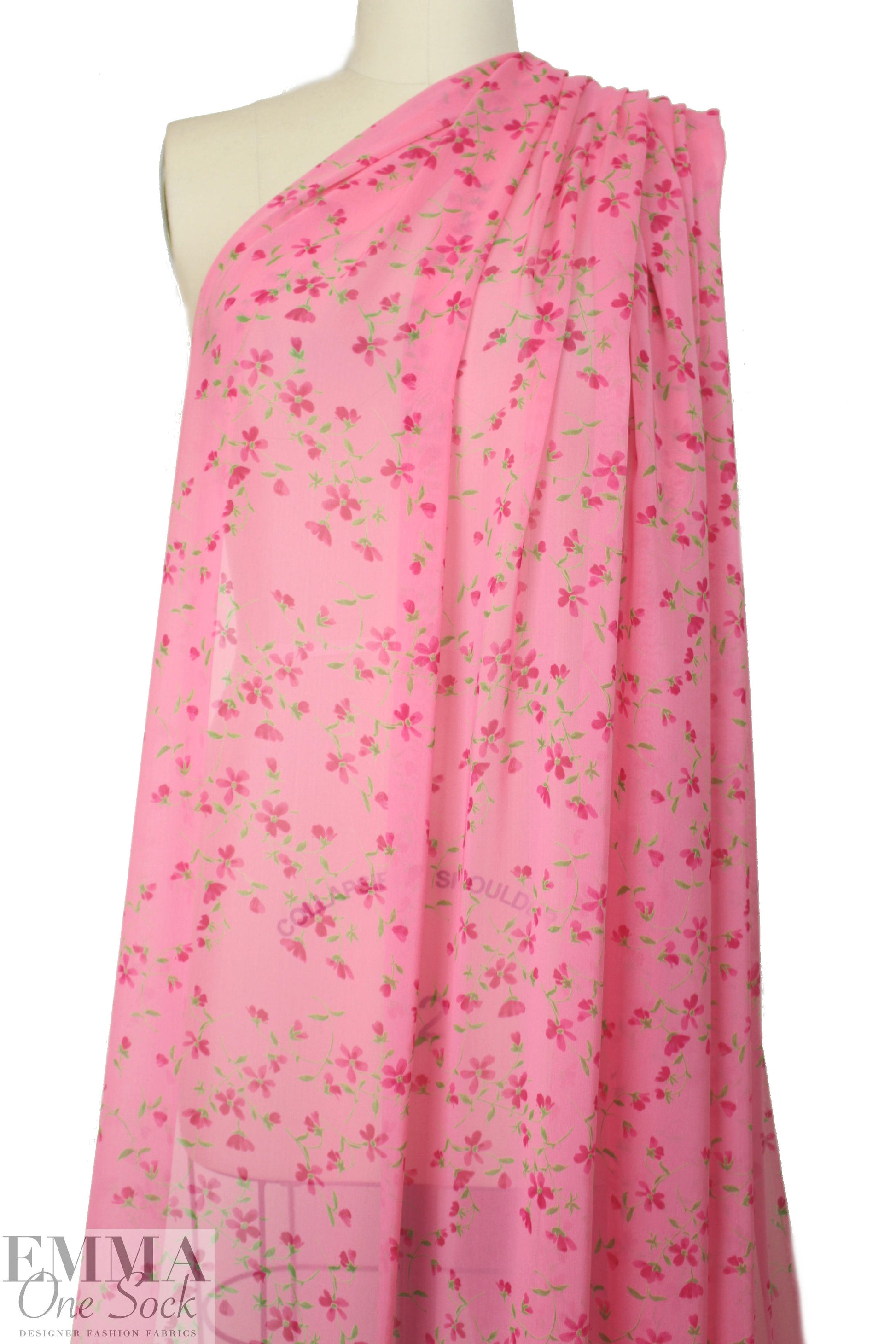 NY designer pretty in pink floral silk chiffon