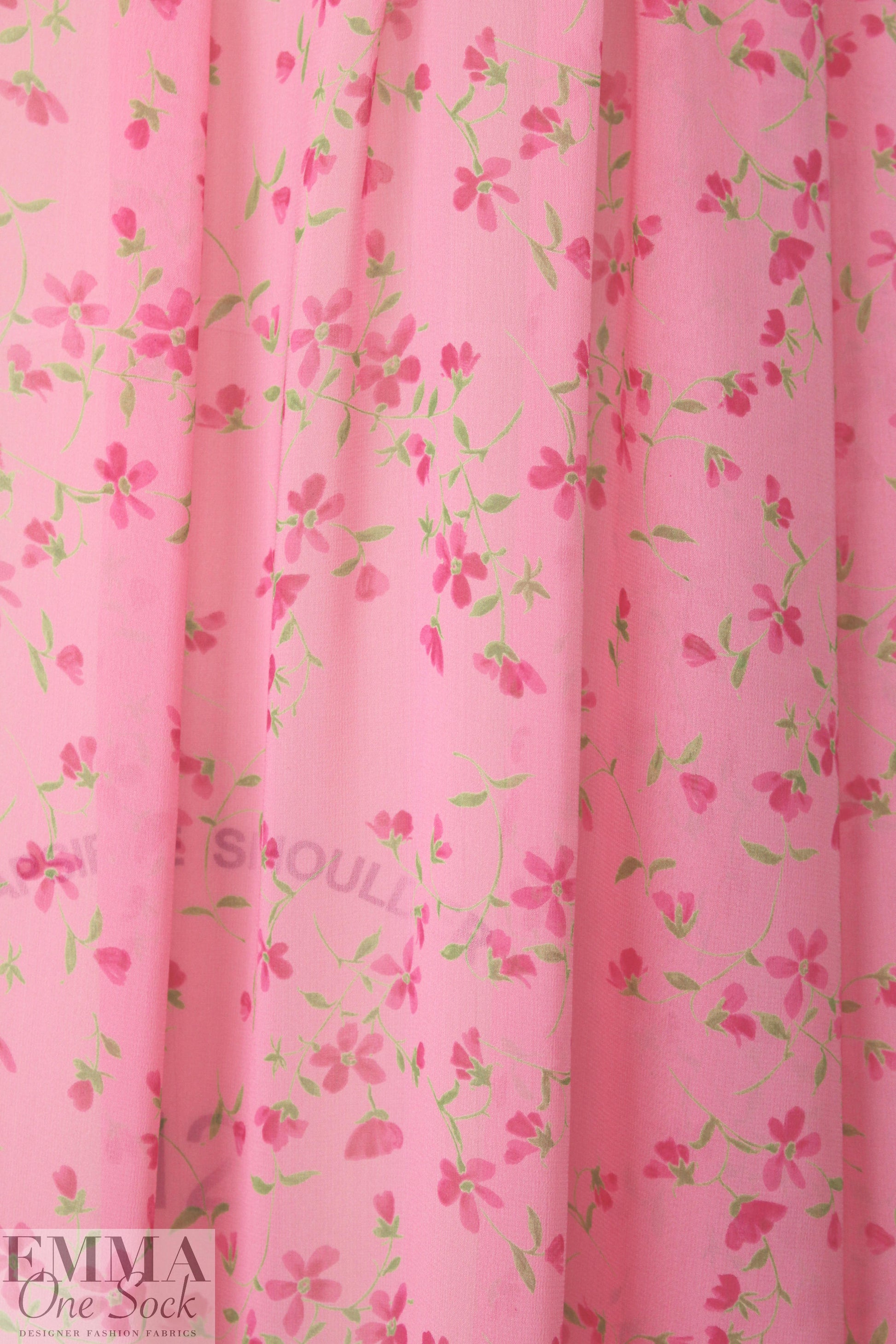 NY designer pretty in pink floral silk chiffon 1.875 yd
