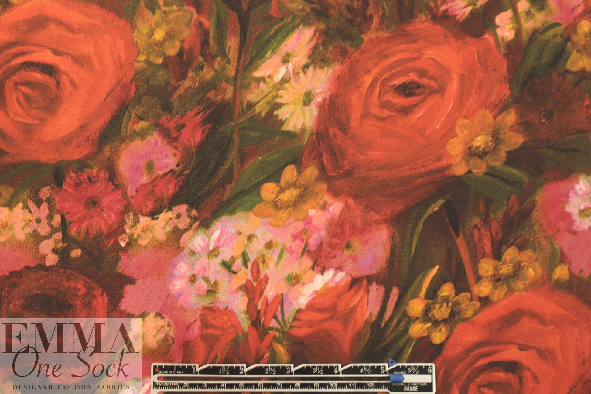 Italian 'red roses too' silk blouseweight 1.75 yd