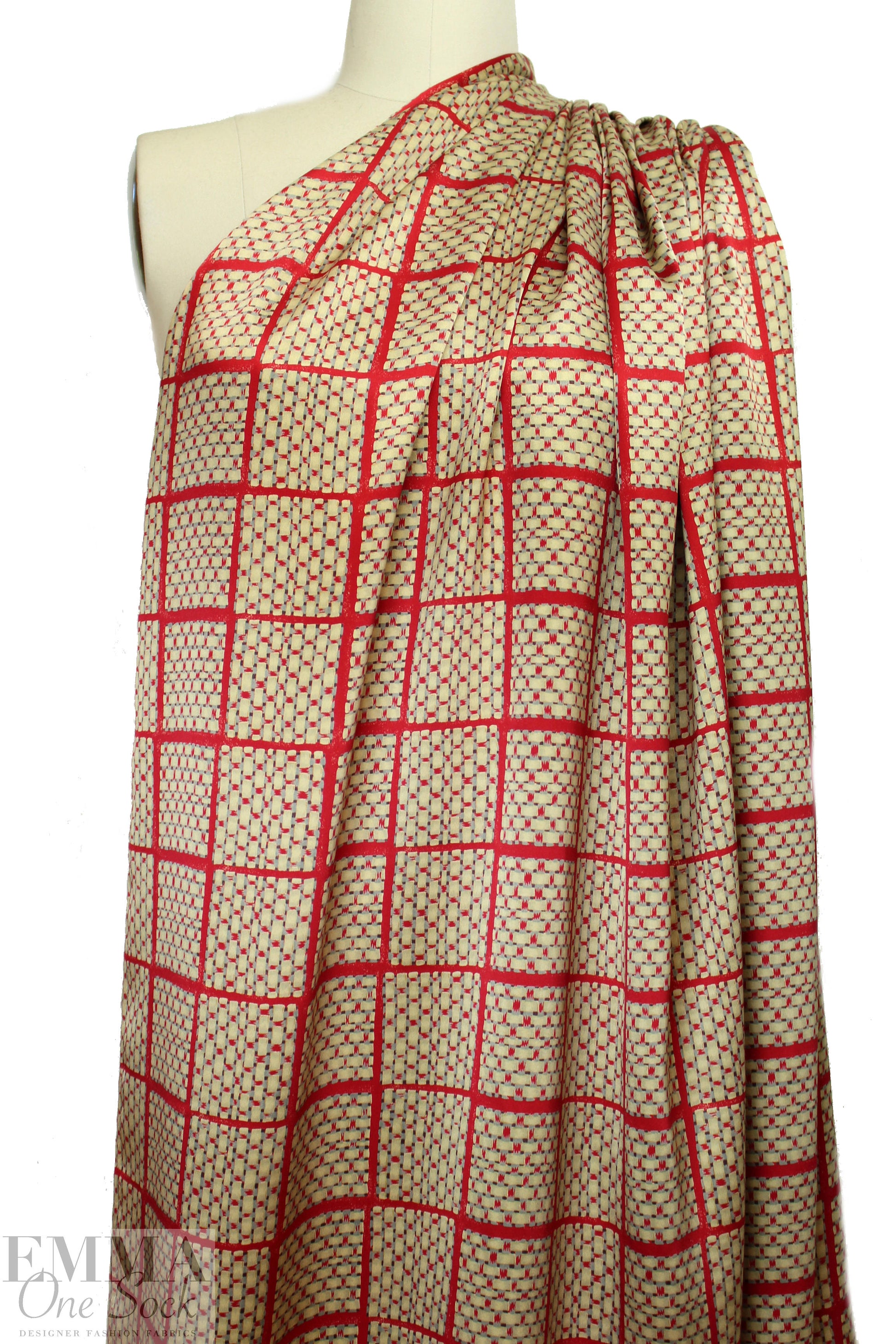 NY designer 'weaving windows' graphic silk charmeuse 1.5 yd