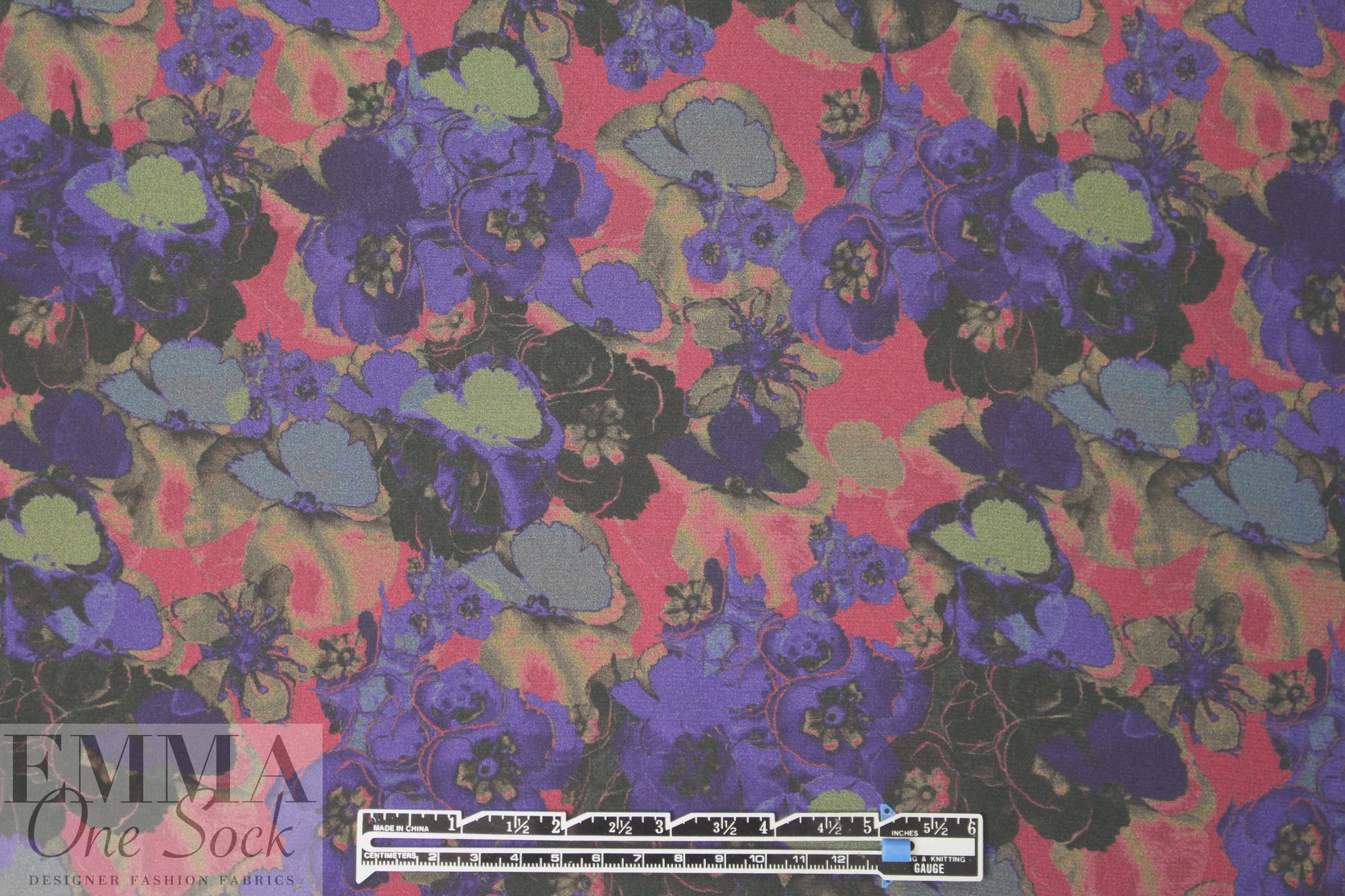 Italian purple/rouge floral silk crepe de chine
