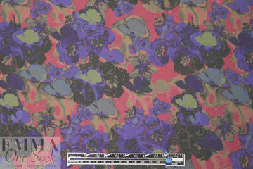 Italian purple/rouge floral silk crepe de chine