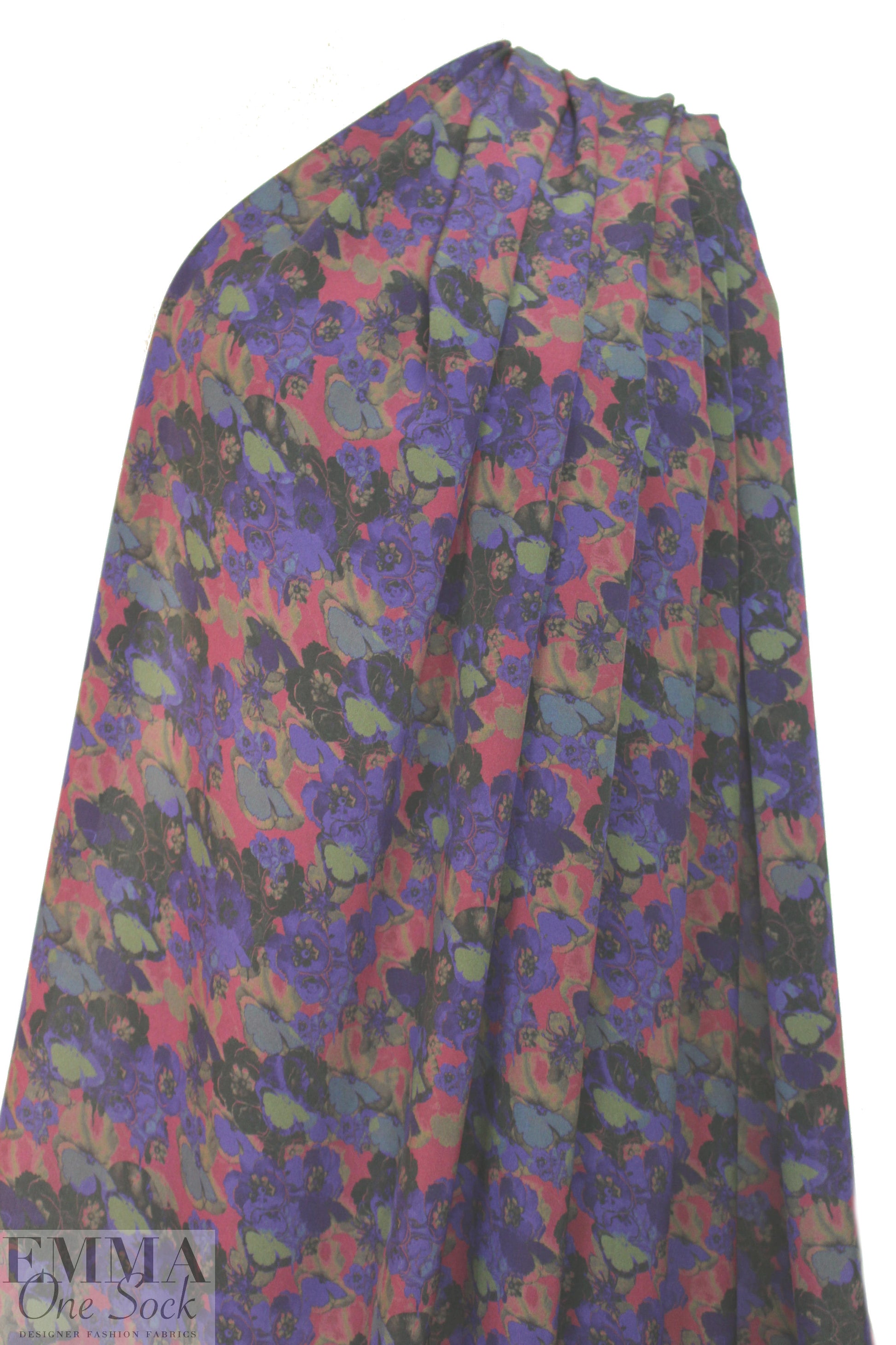 Italian purple/rouge floral silk crepe de chine