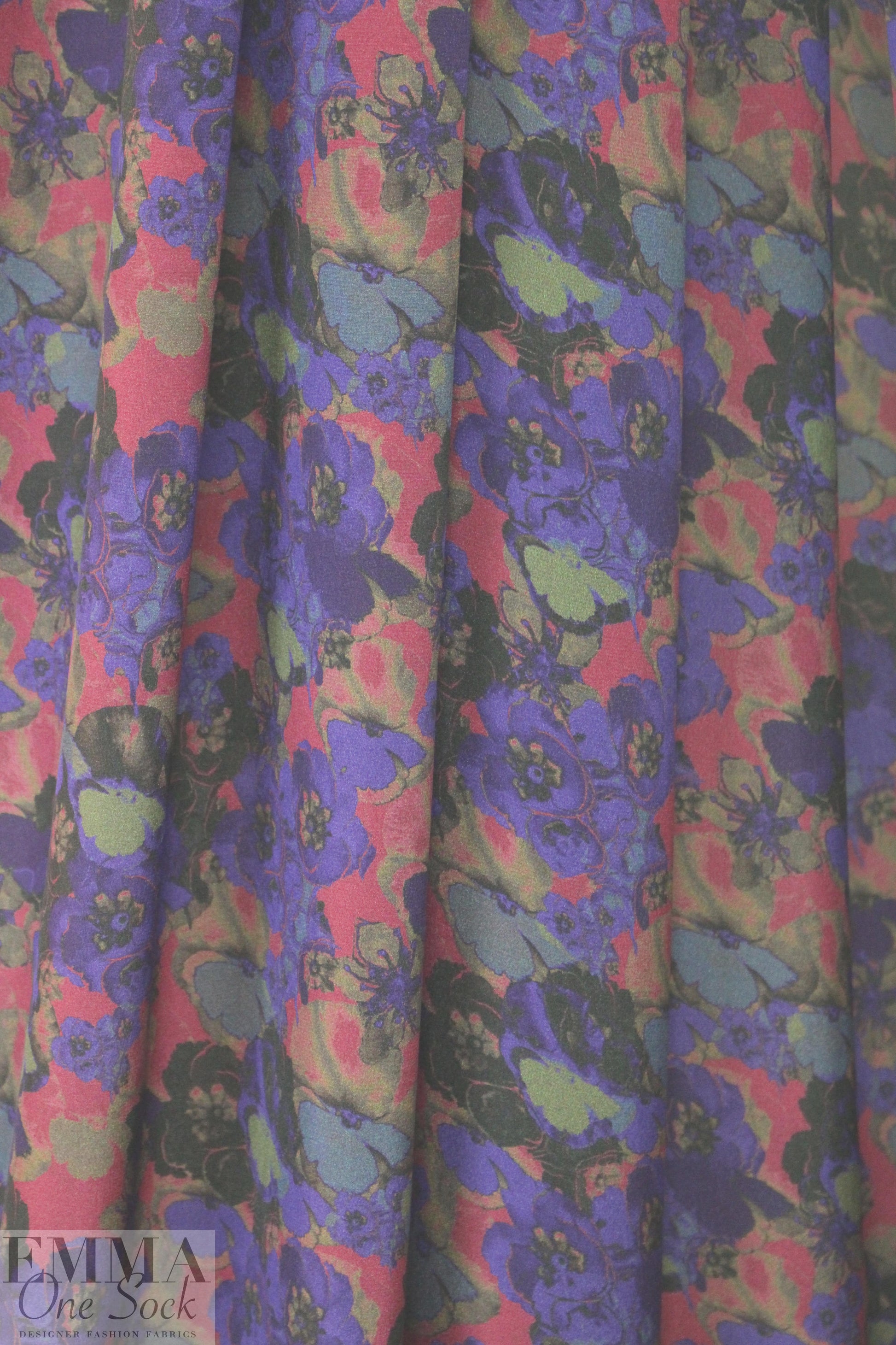 Italian purple/rouge floral silk crepe de chine