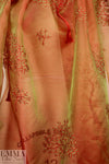 NY designer embroidered irridescent silk organza