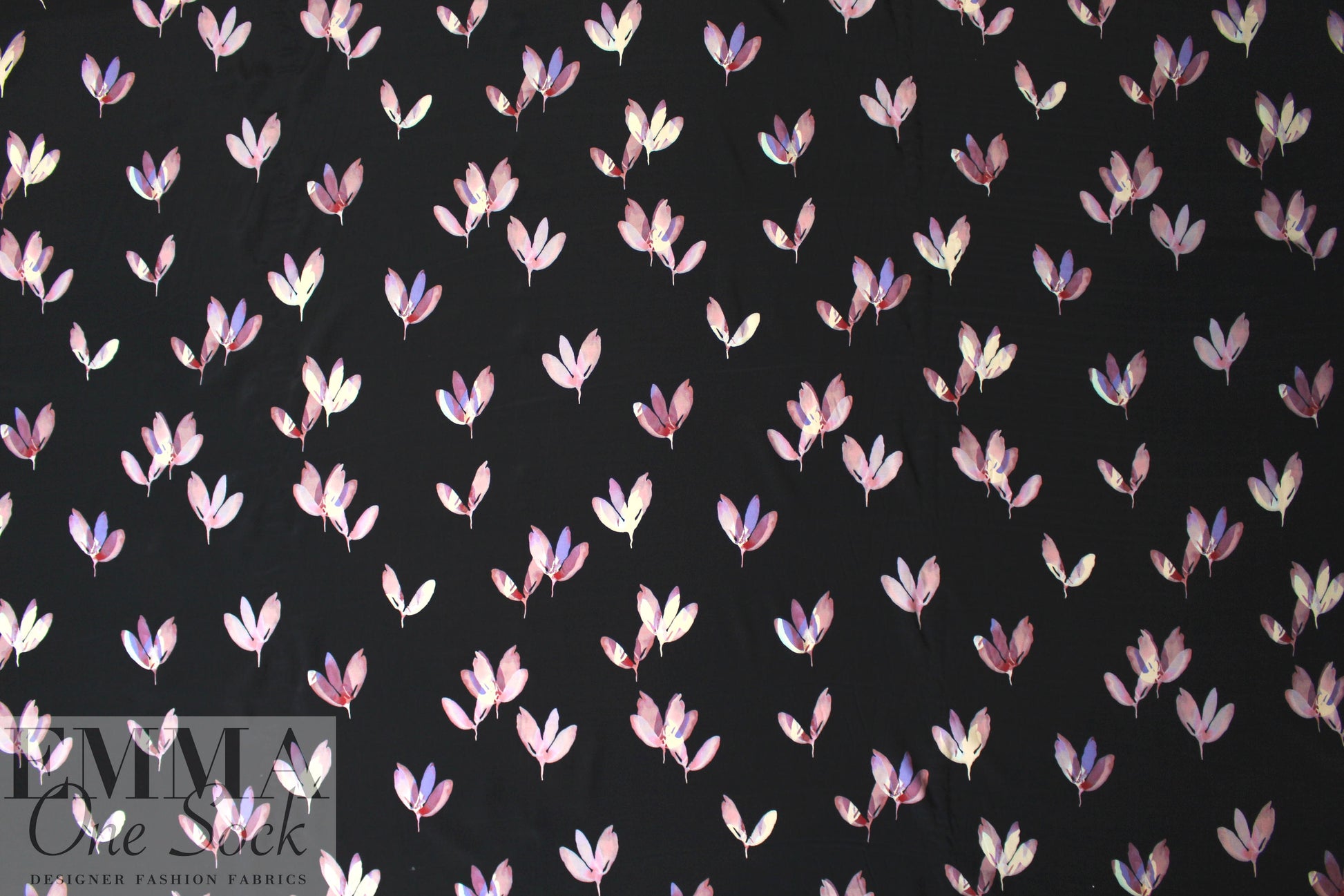 NY designer falling petals viscose woven