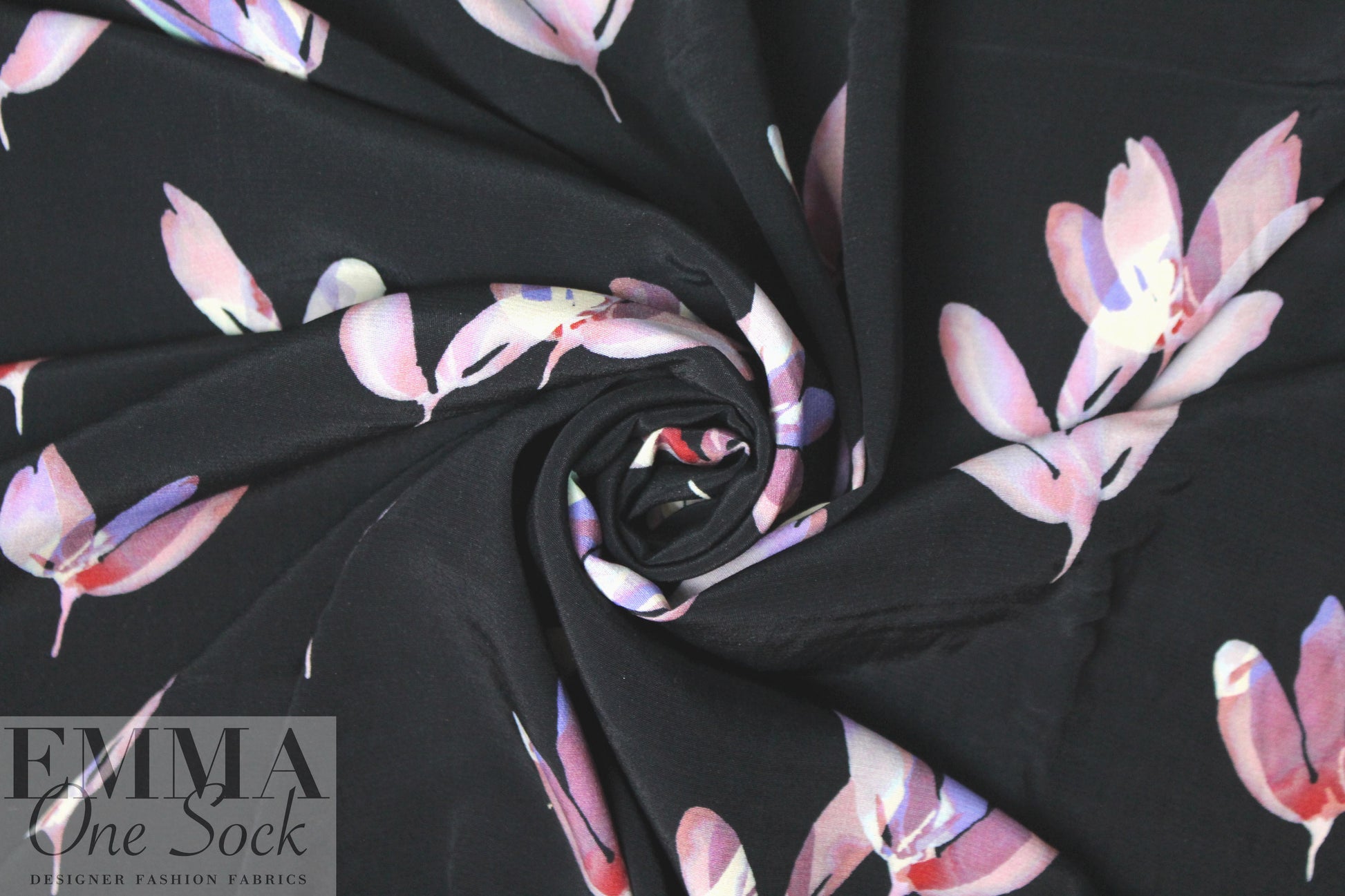 NY designer falling petals viscose woven