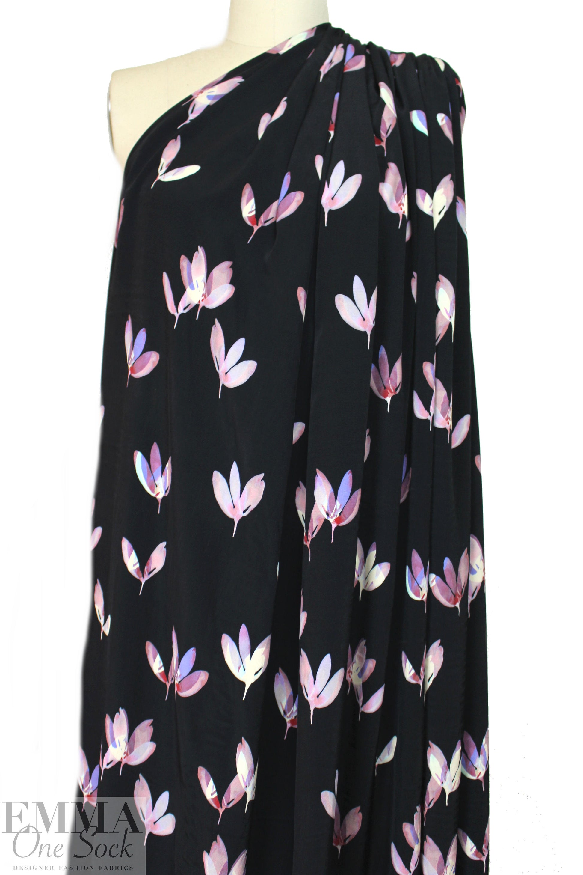 NY designer falling petals viscose woven