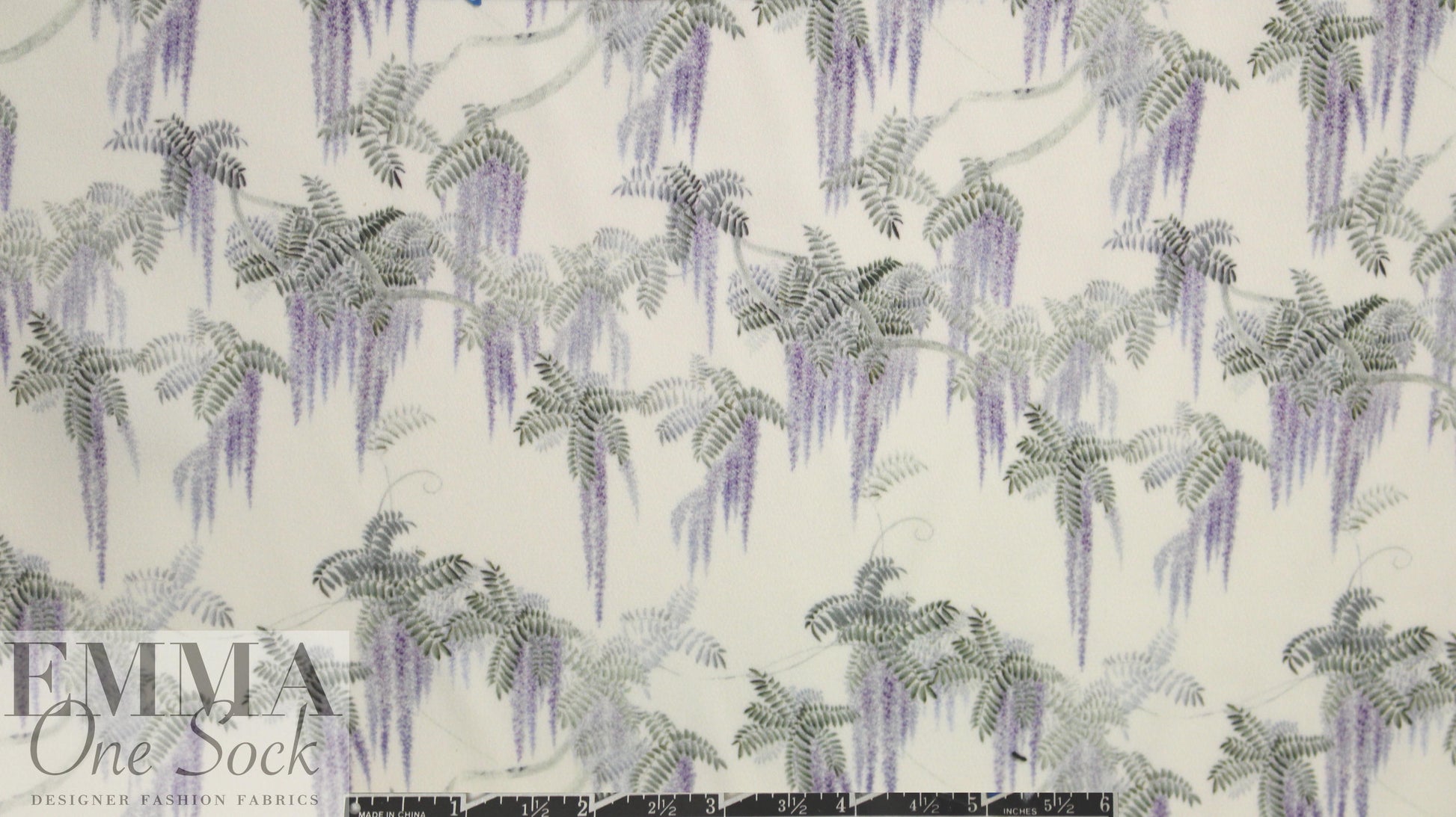 NY designer wisteria print 3-ply silk 1.75 yds